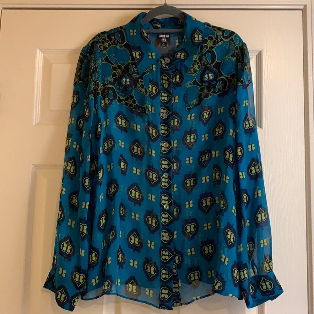 Anna Sui x INC Teal Blouse